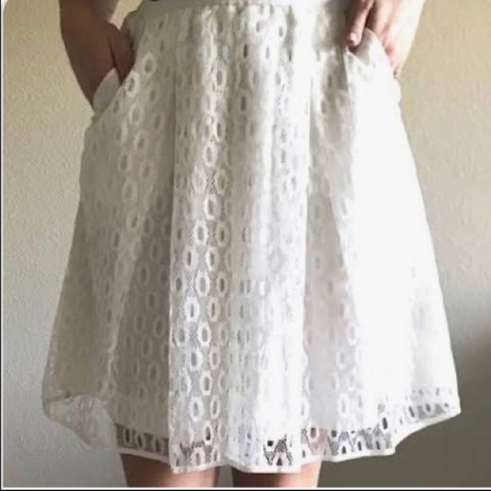 Anthropologie Maeve white lace skirt